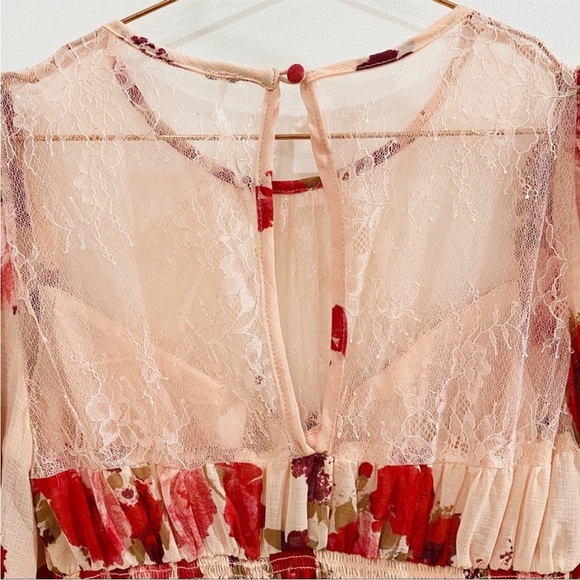 Free People red and pink lace top - Picture 8 of 15